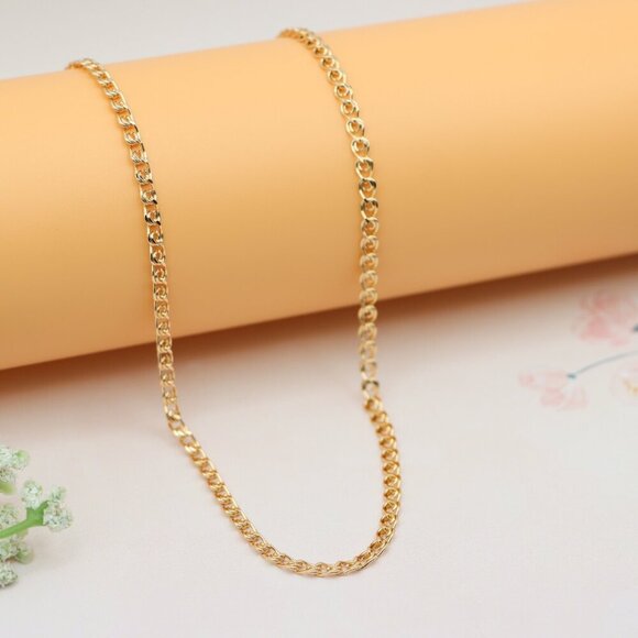 "Shiny Rose Gold Curb Chain Necklace with Sleek Polished Finish , XPNL0175 - Picture 9 of 12